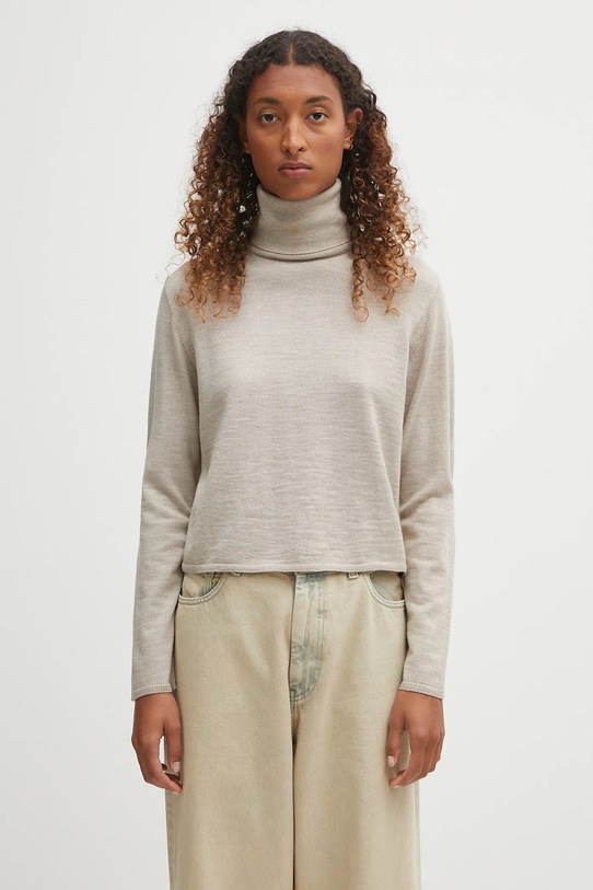 MM6 Maison Margiela sweter wełniany golf beżowy S52HA0296.M13133.806M