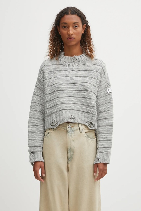 MM6 Maison Margiela sweter wełniany okrągły szary S52HL0031.M13040.857M