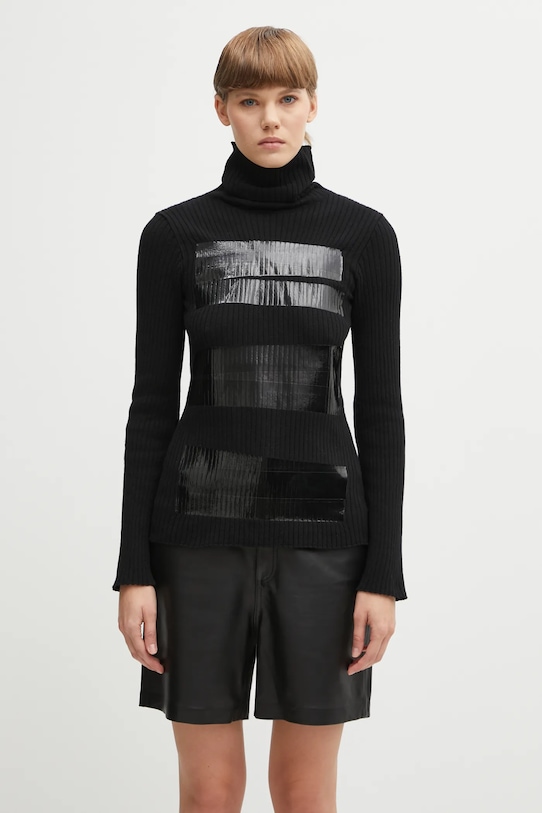 MM6 Maison Margiela sweter z dodatkiem wełny golf czarny S62HA0095.M13196.900S