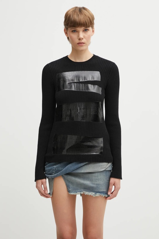 MM6 Maison Margiela sweter z dodatkiem wełny okrągły czarny S62HL0041.M13196.900S