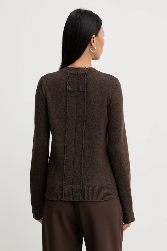 Odzież MM6 Maison Margiela sweter z dodatkiem wełny S62HN0007.M13187.144 brązowy