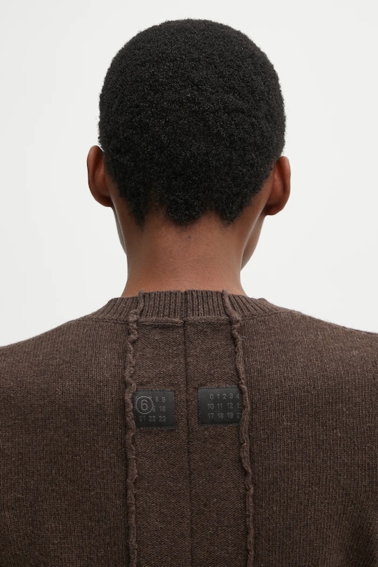 MM6 Maison Margiela sweter z dodatkiem wełny brązowy S62HN0007.M13187.144