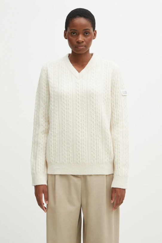 Пуловер с вълна MM6 Maison Margiela шпиц бежов S62HN0008.M13195.102