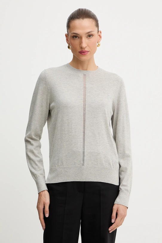BOSS Orange sweter z dodatkiem wełny okrągły szary 50548927