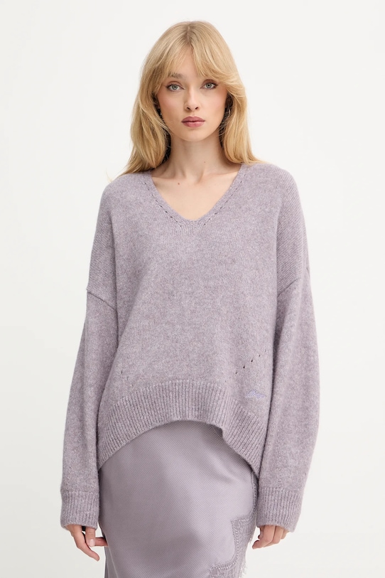 BOSS Orange pulover din amestec de lână grosime medie violet 50550464