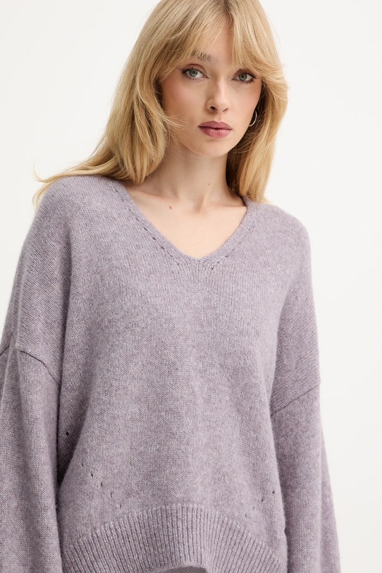 BOSS Orange sweter z dodatkiem wełny fioletowy 50550464