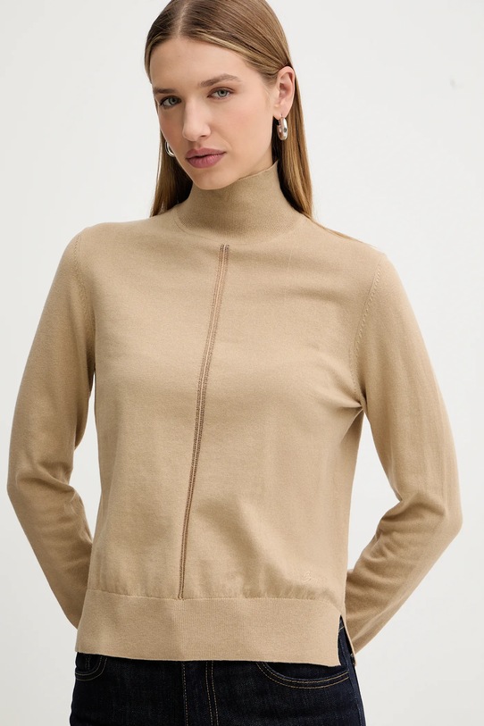 BOSS Orange sweter z dodatkiem wełny beżowy 50551356
