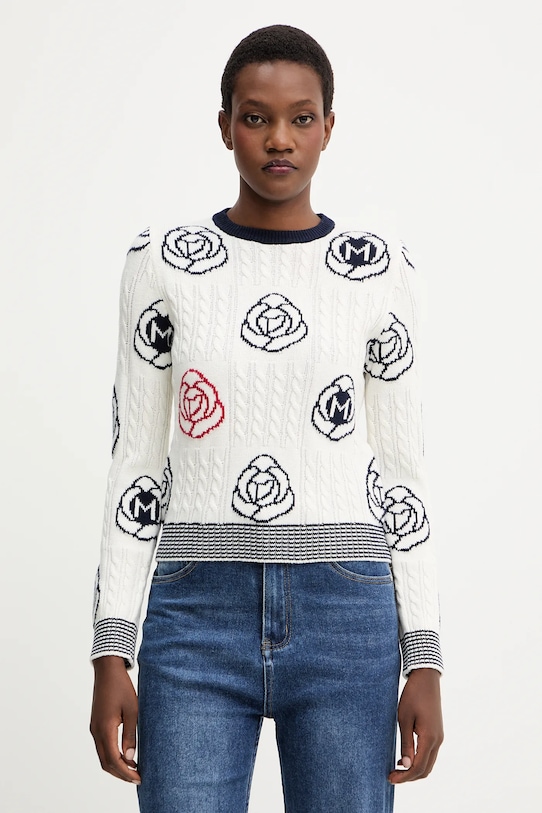 Marella pulover de lână grosime medie alb 2523366114200