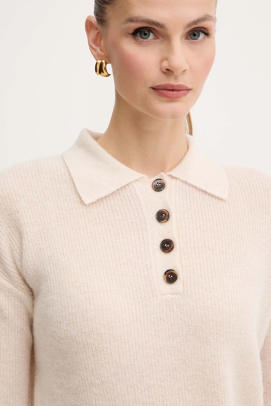 Marella sweter z dodatkiem wełny beżowy 2523366374200