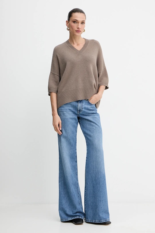 Marella sweter z wełną 2523366404200 brązowy AW25