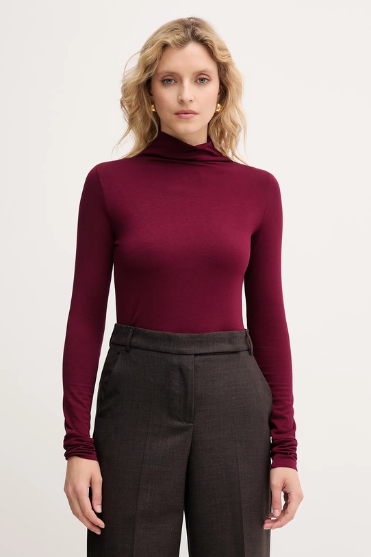 Marella longsleeve Emme by Marella z elastanem bordowy 2525946031200