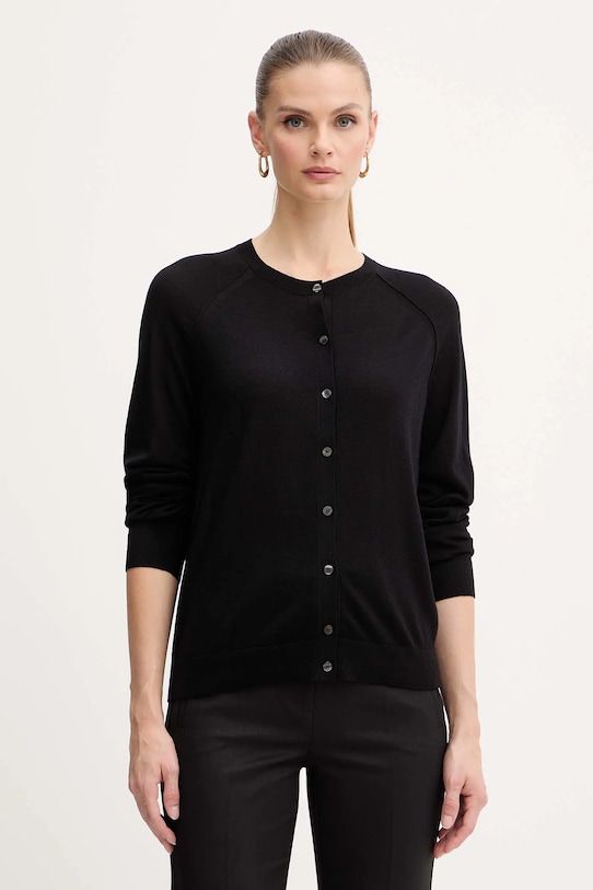 BOSS kardigan wełniany wełna czarny 50545031