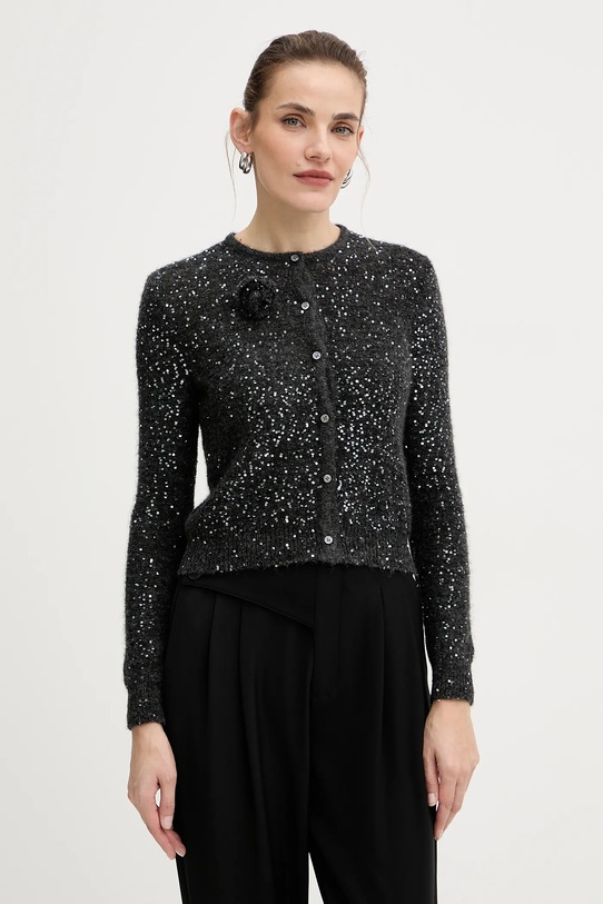 Marella gyapjú kardigán melanzs fekete 2523346152200