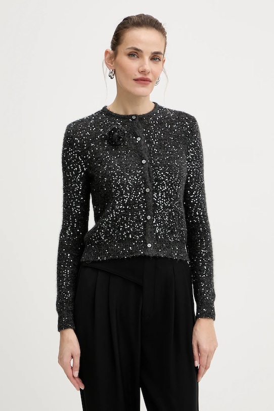 Marella gyapjú kardigán melanzs fekete 2523346152200