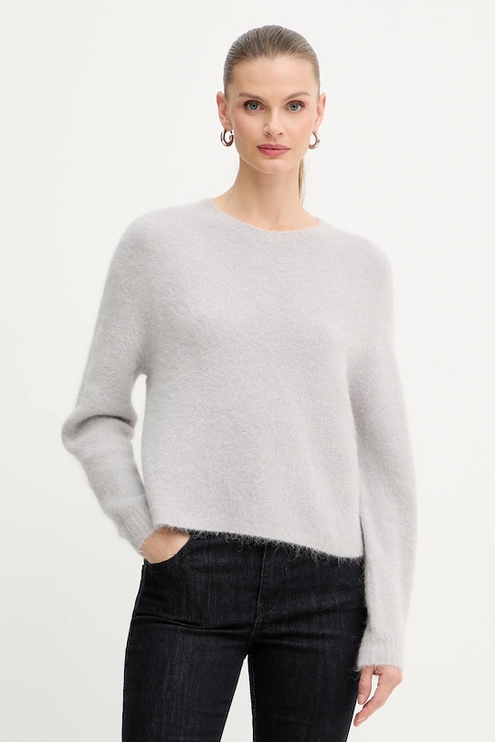 Marella sweter z dodatkiem wełny okrągły szary 2523366352200