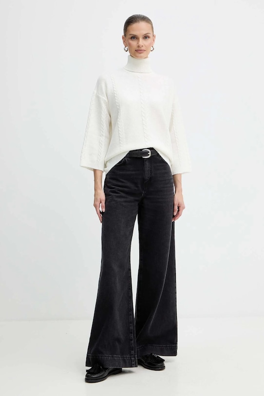 Marella sweter z dodatkiem wełny Emme by Marella 2525366032200 beżowy AW25