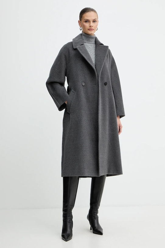 Marella sweter z dodatkiem wełny Emme by Marella 2525366032200 szary AW25