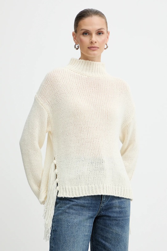 Marella sweter z dodatkiem wełny Emme by Marella półgolf beżowy 2525366082200