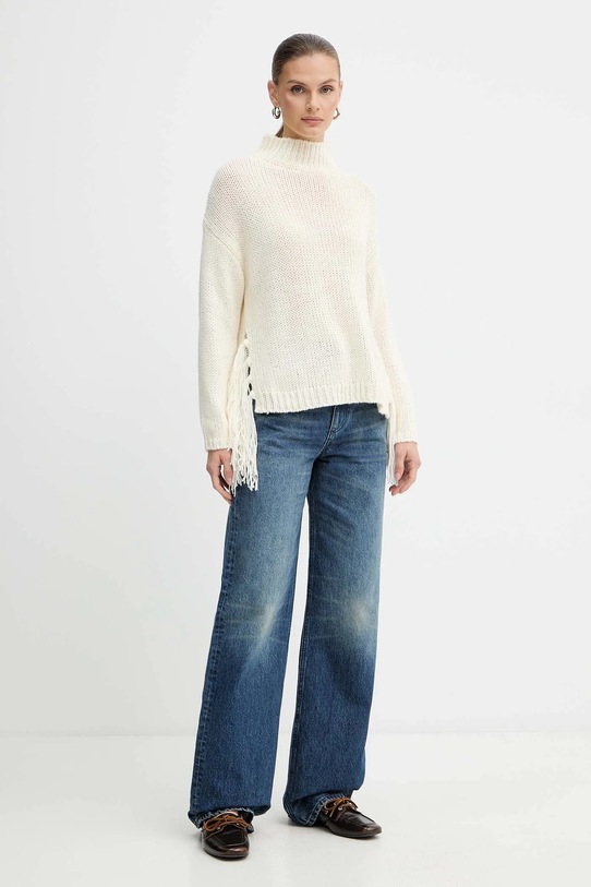 Marella sweter z dodatkiem wełny Emme by Marella 2525366082200 beżowy AW25