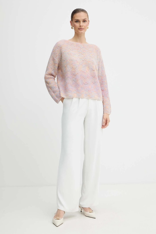 Marella sweter z dodatkiem wełny Emme by Marella 2525366282200 różowy AW25