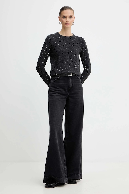 Marella sweter z dodatkiem wełny Emme by Marella 2525366352200 szary AW25