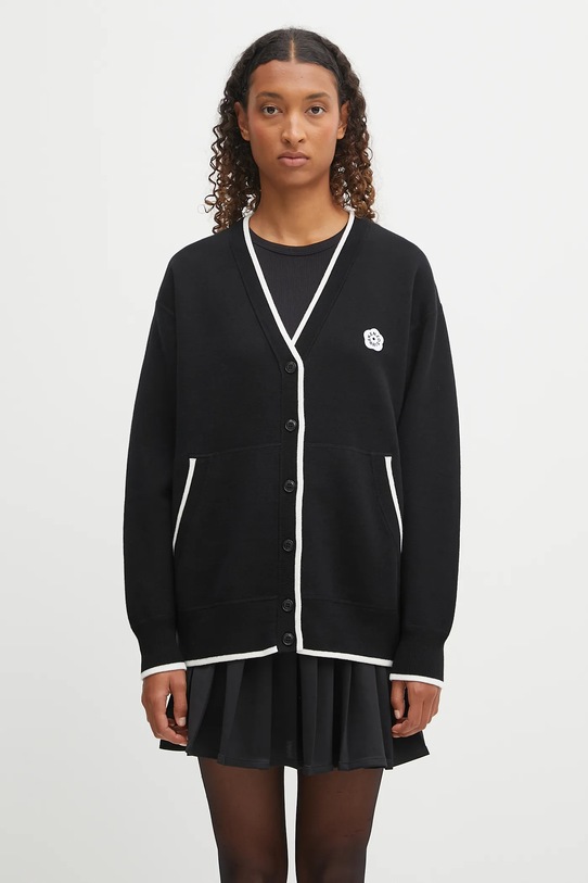 Kardigan s prímesou vlny Kenzo Rws Boke Flower 2.0. Mid Cardigan stredne hrubá čierna FF62CA7103LF