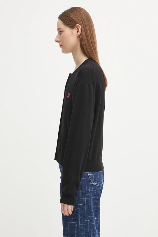 Вълнена жилетка Kenzo Rws Boke Flower Crest Crewneck Cardigan FF62CA7183LB черен AW25