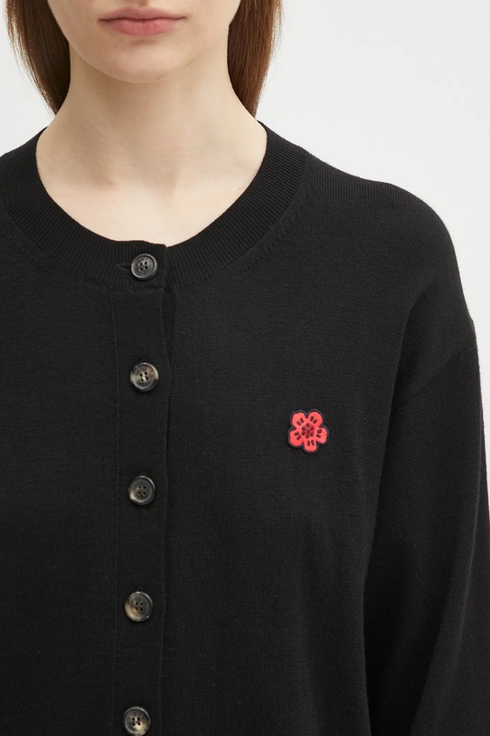 Вълнена жилетка Kenzo Rws Boke Flower Crest Crewneck Cardigan черен FF62CA7183LB