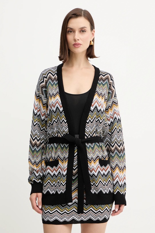 Missoni kardigan z dodatkiem wełny cienka brązowy DS25WM0O.BK01CQ