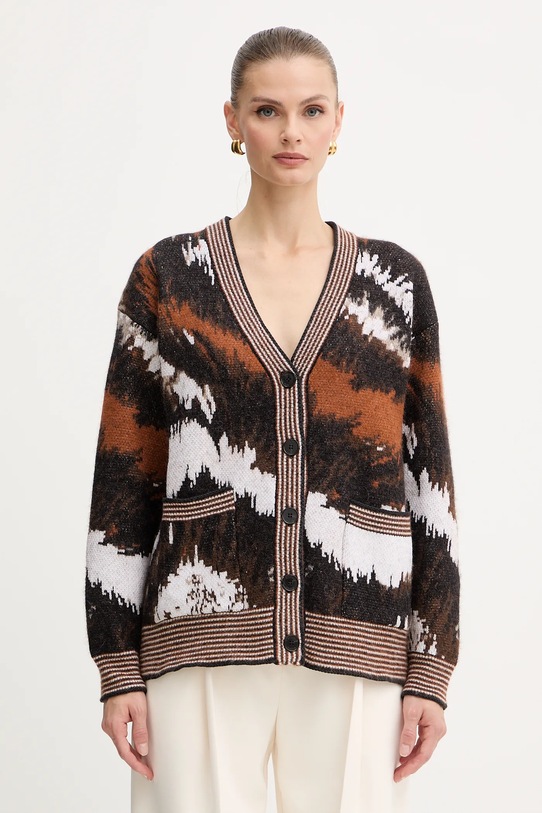 Missoni kardigan z dodatkiem alpaki średniej grubości brązowy DS25WM0X.BK01C2