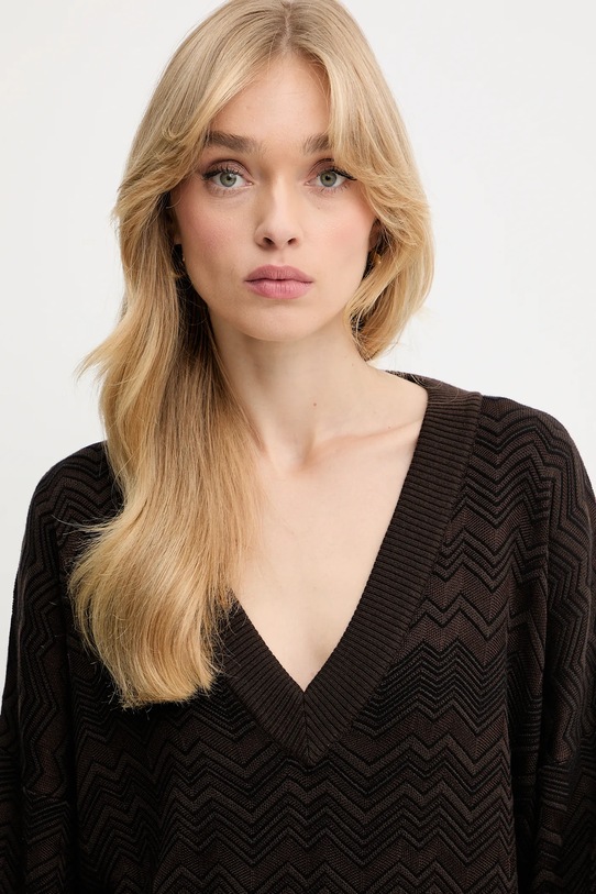 Missoni sweter z wełną brązowy DS25WN14.BK01CP