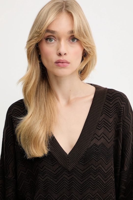 Missoni sweter z wełną brązowy DS25WN14.BK01CP