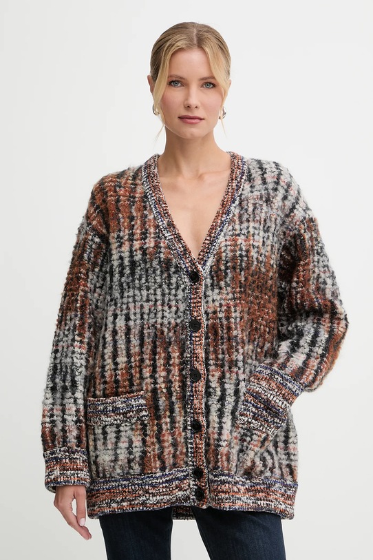 Missoni kardigan z dodatkiem wełny gruba brązowy DS25WM1N.BC005M