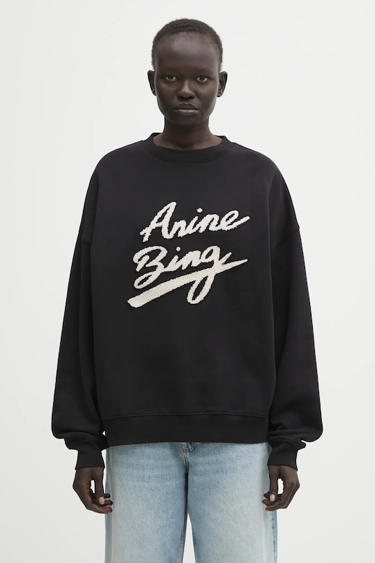 Anine Bing bluza bawełniana miles bawełna czarny A.08.11374