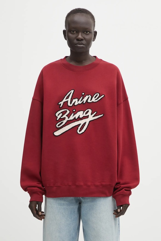 Anine Bing bluza bawełniana miles bawełna bordowy A.08.11378