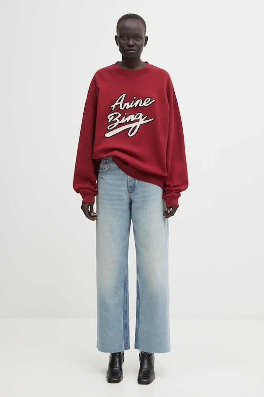 Anine Bing bluza bawełniana miles A.08.11378 bordowy