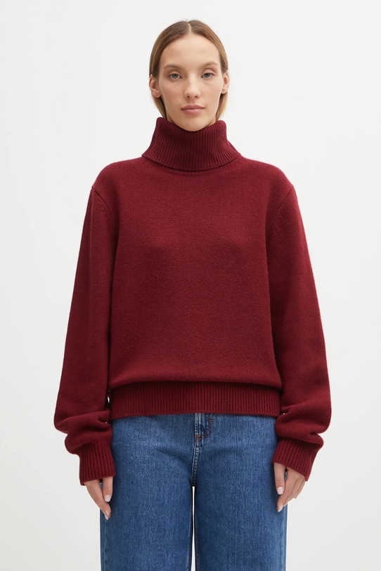 Anine Bing sweter wełniany idra golf bordowy A.09.11270