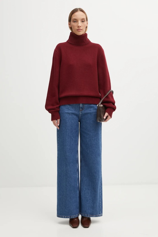 Anine Bing sweter wełniany idra A.09.11270 bordowy
