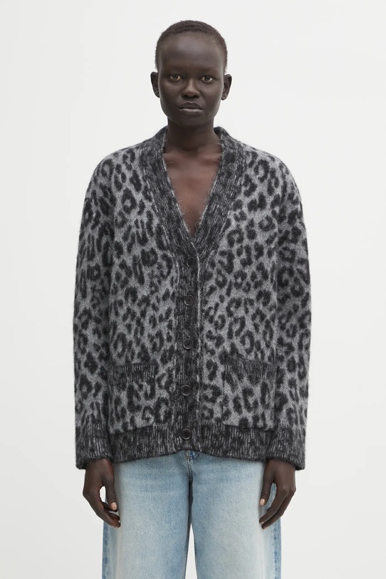 Anine Bing kardigan z dodatkiem alpaki banks średniej grubości szary A.09.11403