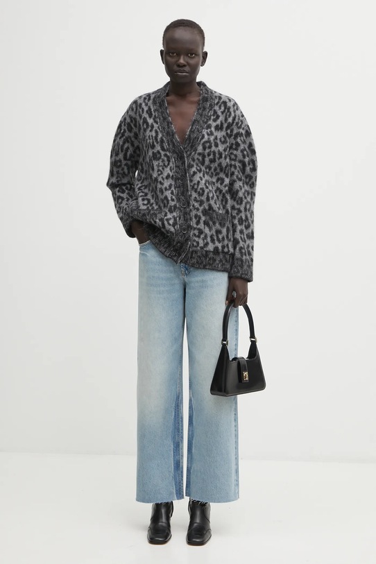 Anine Bing kardigan z dodatkiem alpaki banks A.09.11403 szary