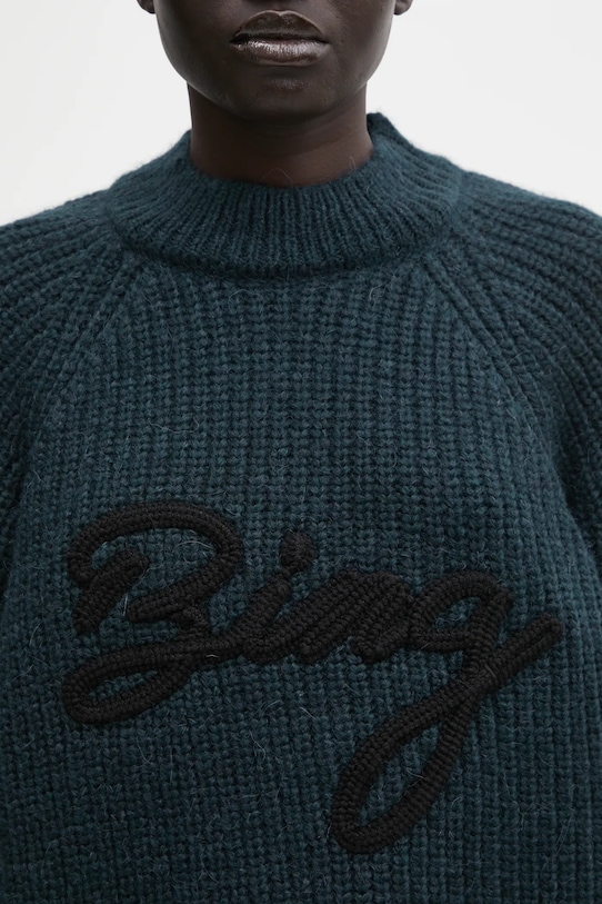 Anine Bing sweter z dodatkiem wełny kendrick zielony A.09.11461