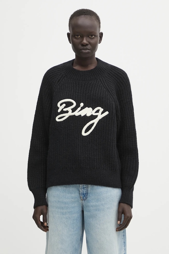 Anine Bing sweter z dodatkiem wełny kendrick gładkie czarny A.09.11461