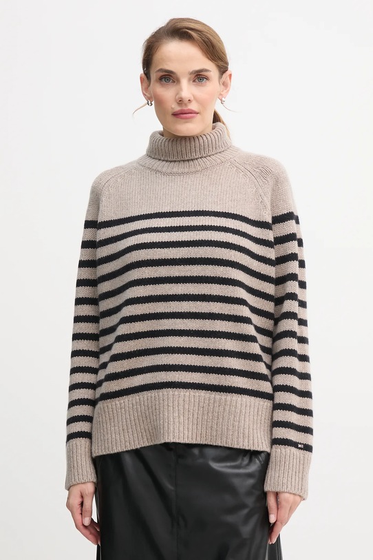 Tommy Hilfiger sweter wełniany wełna beżowy WW0WW46413