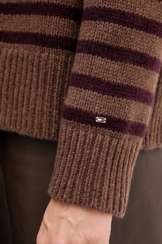 Μάλλινο πουλόβερ Tommy Hilfiger WW0WW46413 καφέ