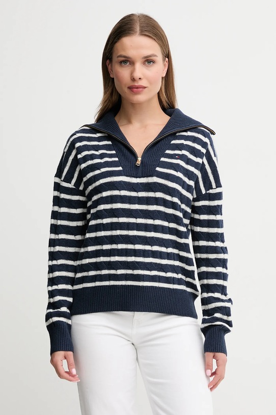 Tommy Hilfiger sweter wełniany zapinany granatowy WW0WW46425