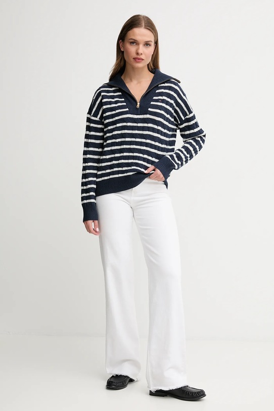 Tommy Hilfiger sweter wełniany WW0WW46425 granatowy AW25