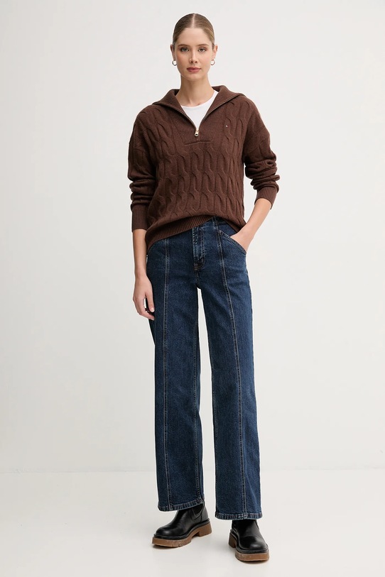 Vlněný svetr Tommy Hilfiger WW0WW46425 hnědá AW25