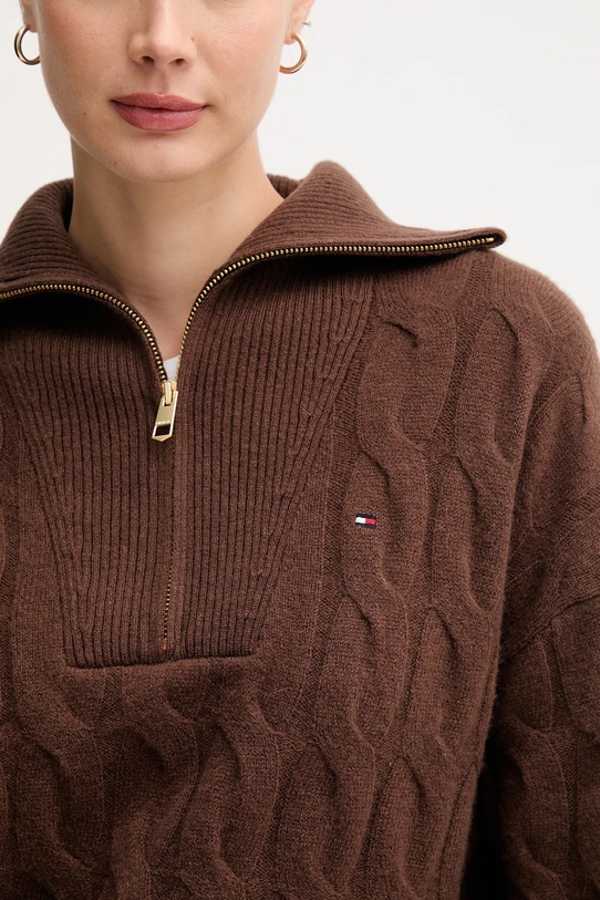 Vlněný svetr Tommy Hilfiger WW0WW46425 hnědá