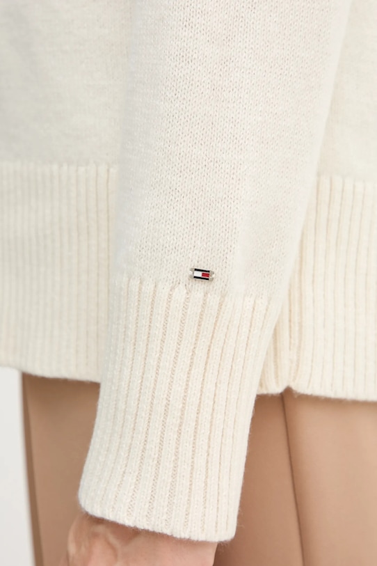Tommy Hilfiger sweter z dodatkiem wełny WW0WW46434 beżowy