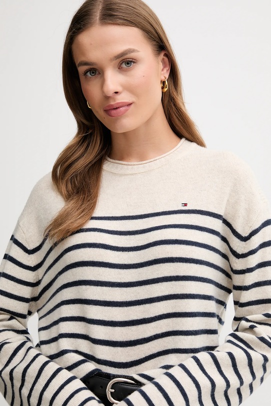 Шерстяной свитер Tommy Hilfiger бежевый WW0WW46438